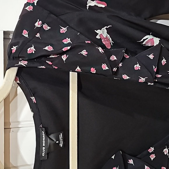 Club Monaco mini wrap dress silk size 0 excellent roses - Picture 2 of 8